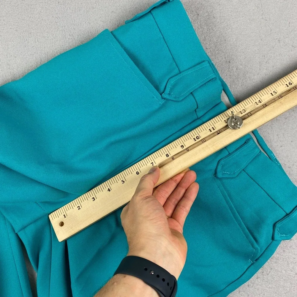 Vtg 70's MESQUITE NIVER Western Pants Mens 31x30 Teal Pearl Snap Flare Cowboy